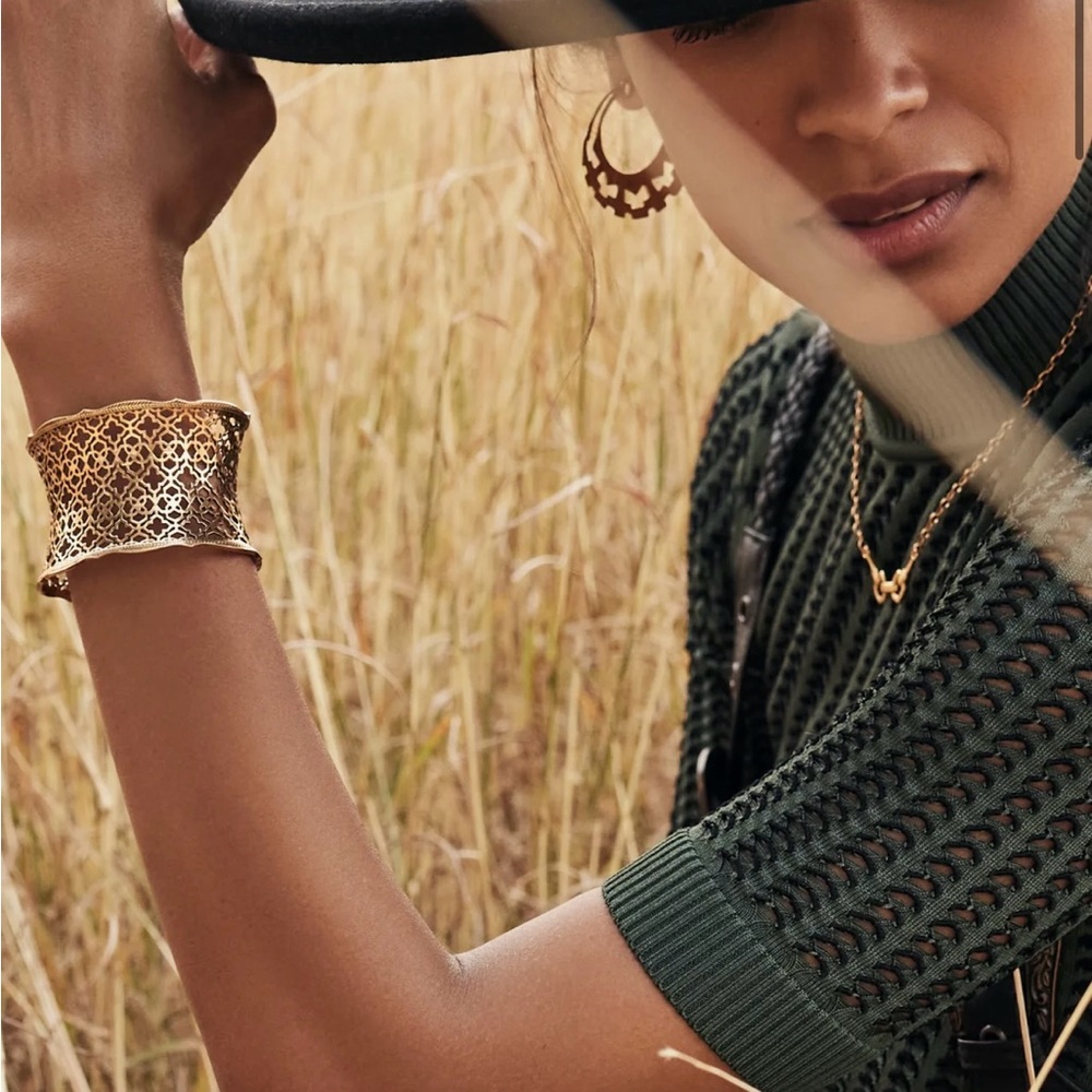 Statement Cuff Bracelet in Vintage Gold